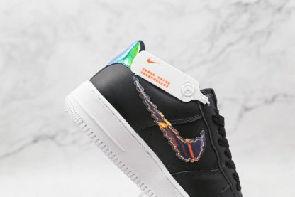 Air Force 1 Black Pixelated Iridescent Swoosh close look