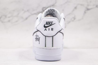 Air Force 1 Low White Black Signature Shoes Heel
