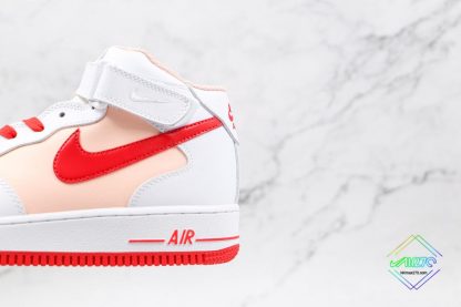 Nike Air Force 1 07 Mid White Red Sand swoosh