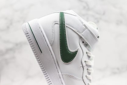 Nike Air Force 1 Mid White Gorge Green swoosh on side