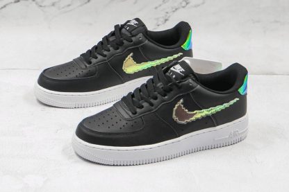 shop Air Force 1 Black Pixelated Iridescent Swoosh