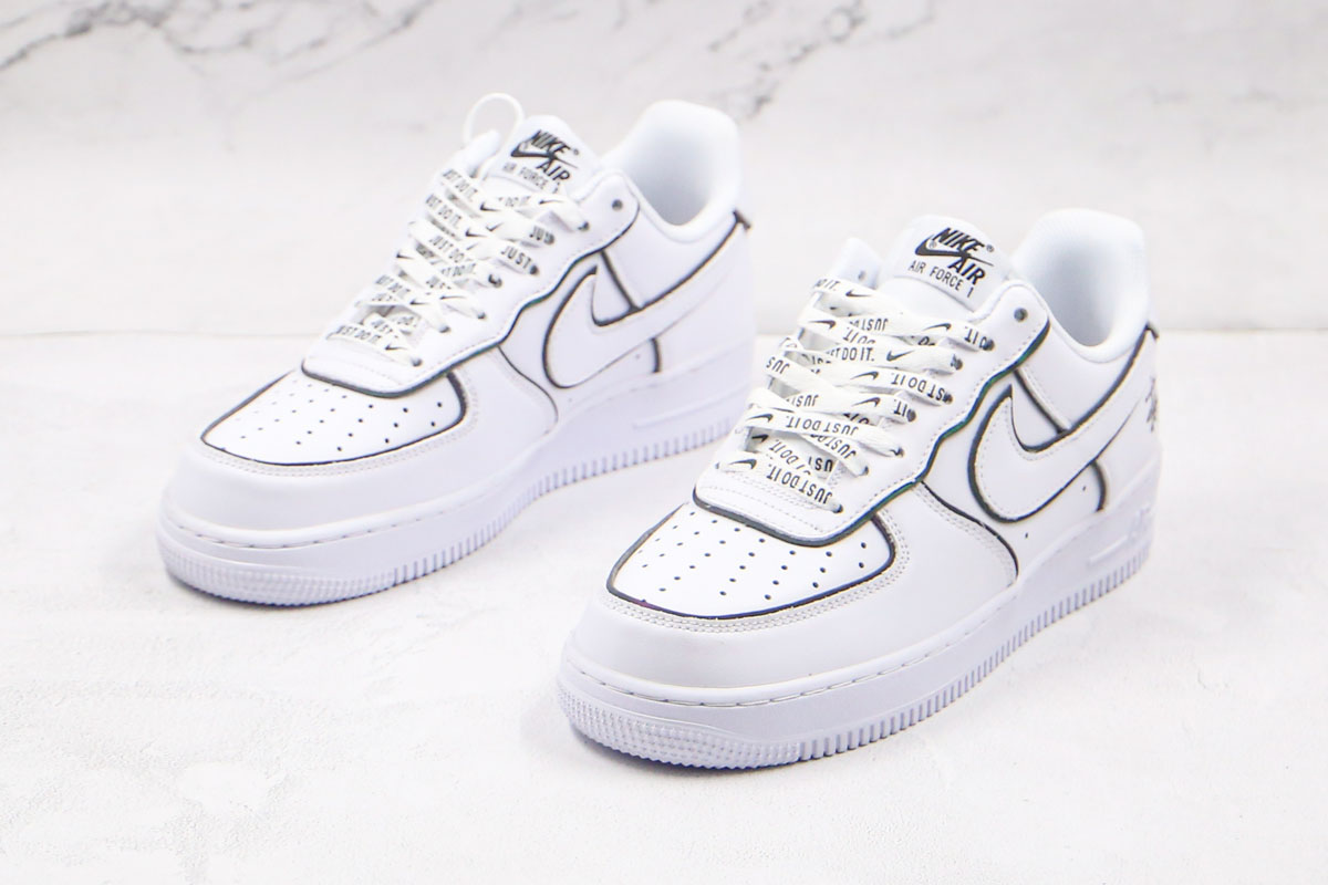 Air Force 1 Low White Black Signature Shoes