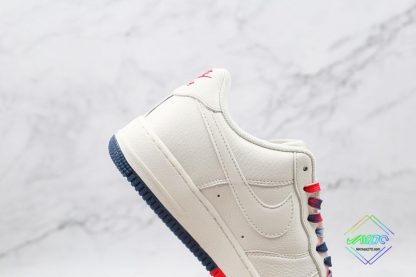 Nike Air Force 1 07 Low Beige Red Navy big swoosh