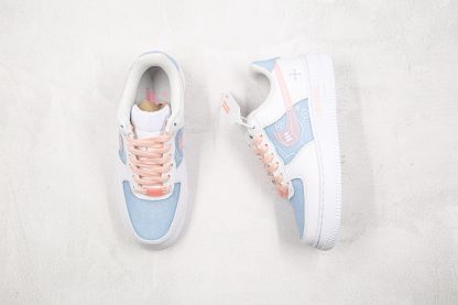 Nike Air Force 1 Low White Sky Blue pink shoelace
