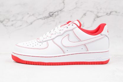 AF One Low 07 White University Red Contrast Stitch