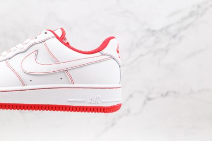 AF One Low 07 White University Red Contrast Stitch swoosh