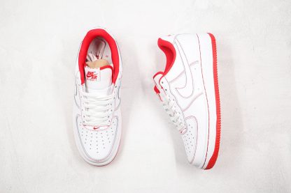 AF One Low 07 White University Red Contrast Stitch tongue