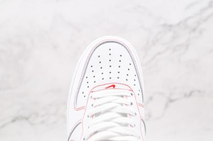 AF One Low 07 White University Red Contrast Stitch vamp