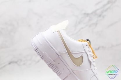 Nike Air Force 1 Pixel Trainers White Gold lateral side