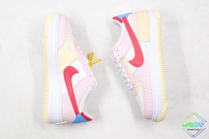 Nike Air Force 1 Shadow Pink Yellow swoosh