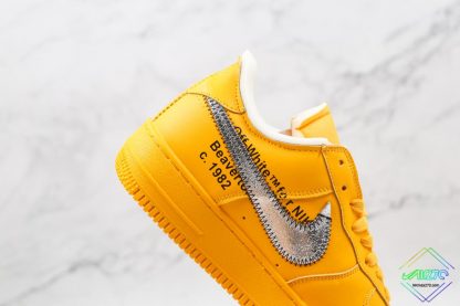 Off-White x Nike Air Force 1 University Gold text
