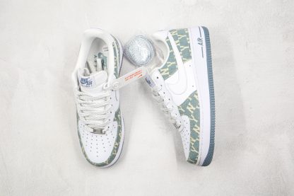 Nike Air Force 1 07 White Blue with NY Logo tongue