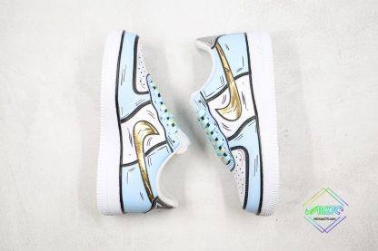 Nike Air Force 1 Low Frozen Blue Gold swoosh