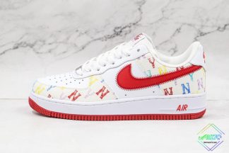 Nike Air Force 1 NY Logo Print White Gym Red