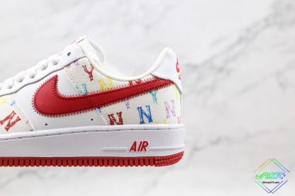 Nike Air Force 1 NY Logo Print White Gym Red close look