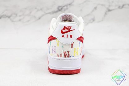 Nike Air Force 1 NY Logo Print White Gym Red heel