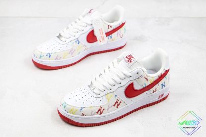 Nike Air Force 1 NY Logo Print White Gym Red sneaker