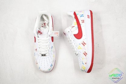 Nike Air Force 1 NY Logo Print White Gym Red tongue