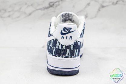 Nike Air Force 1 White Navy Blue With NY logo heel