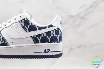 Nike Air Force 1 White Navy Blue With NY logo lateral side