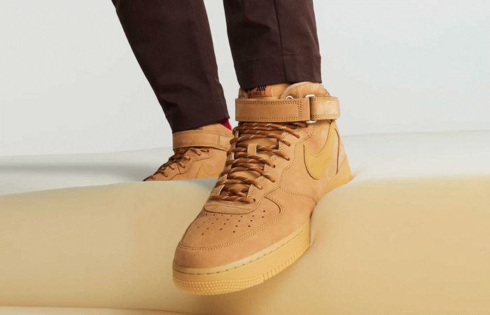 Air Force 1 Mid Light Brown Flax on feet look