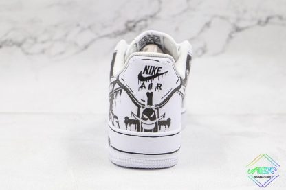 Custom Nike Air Force 1 one Piece White Black back heel