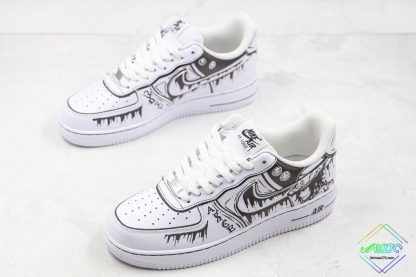 Custom Nike Air Force 1 one Piece White Black shoes