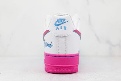 White AF-1 low Miami Heat Blue Pink Gradient heel