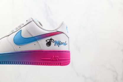 White AF-1 low Miami Heat Blue Pink Gradient medial sid