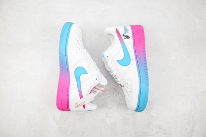 White AF-1 low Miami Heat Blue Pink Gradient swoosh