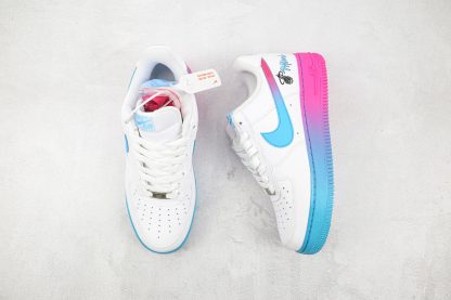 White AF-1 low Miami Heat Blue Pink Gradient tongue