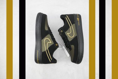 NK Air Force 1 Low Legendary Black Gold mesh