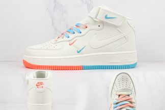 NK Air Force One Mid White Orange Blue Swooshes