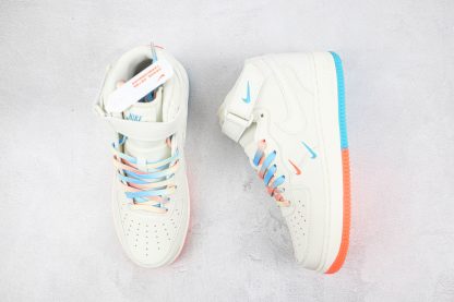 NK Air Force One Mid White Orange Blue Swooshes front