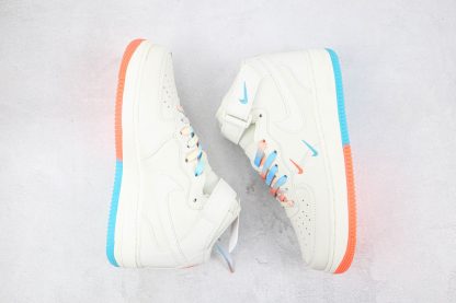 NK Air Force One Mid White Orange Blue Swooshes sides