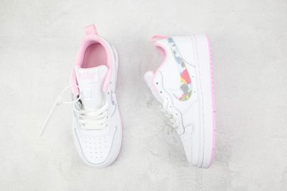 NK Court Borough Low SE Floral Swoosh White Pink tongu