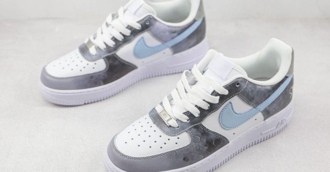 NK Air Force 1 07 Low White Grey With Light Blue swoosh