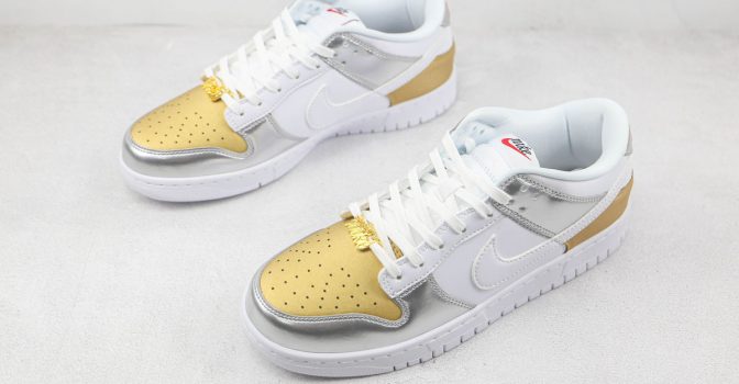 Nike Dunk Low Heirloom White/Metallic Gold/Metallic Silver