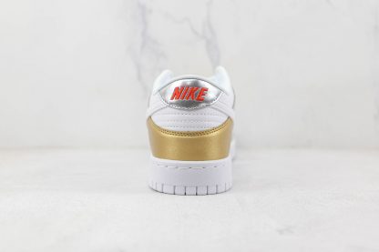 Nike Dunk Low Heirloom White Metallic Gold Metallic Silver back heel